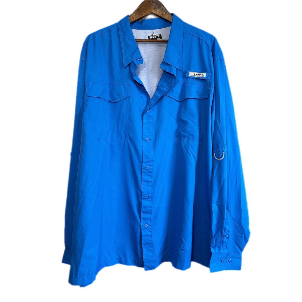 Habit Fishing‎ Shirt Mens 3XL Blue Excellent Solar Factor Ripstop TS1329
